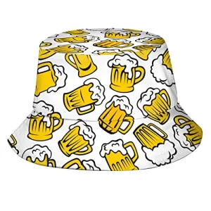 Fun Beer Bucket Hat Fishing Hats Summer Travel Beach Sun Uv Protection Packable Fisherman Cap for Men Women Teens