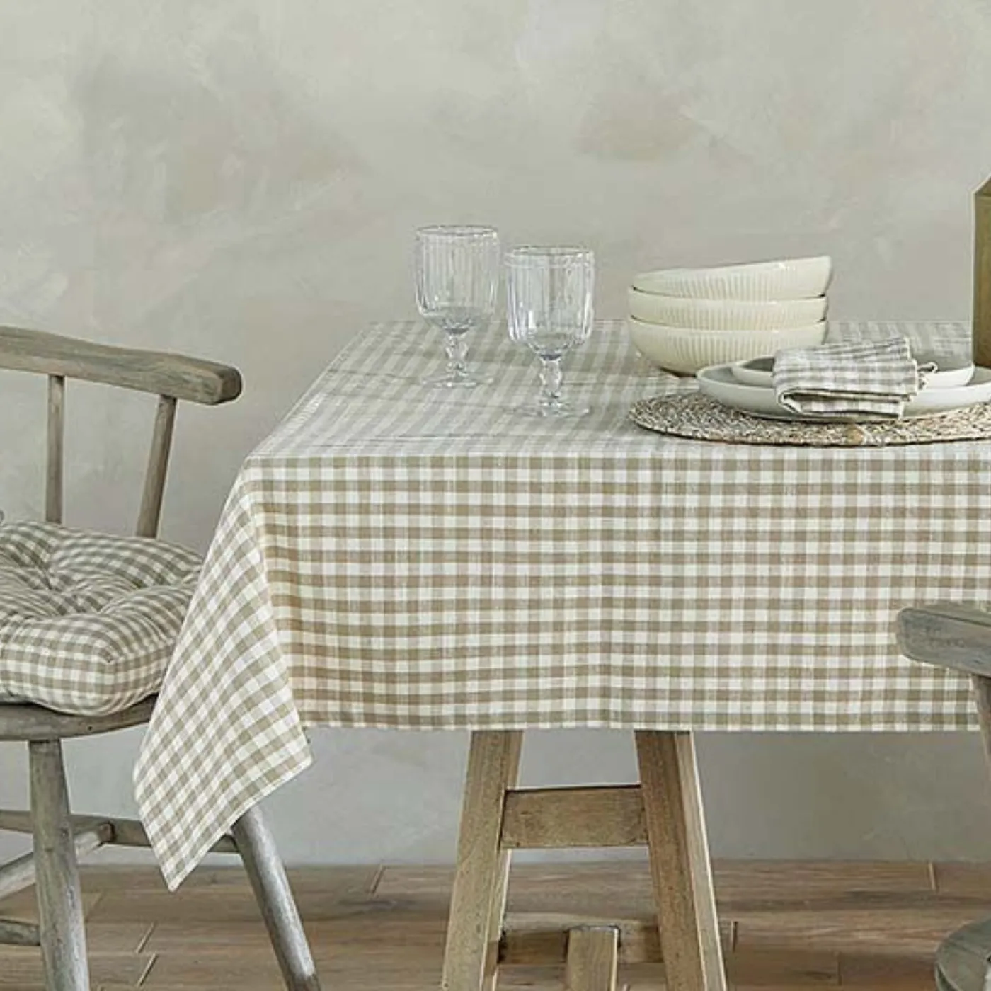 Gingham Tablecloth Natural | 130cm x 180cm