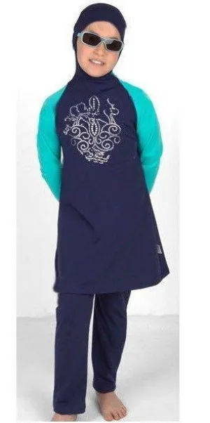 Girl Muslim Islamic Full Cover Swimwear Beach Wear Costumes 4-14T