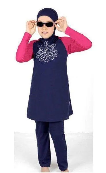 Girl Muslim Islamic Full Cover Swimwear Beach Wear Costumes 4-14T