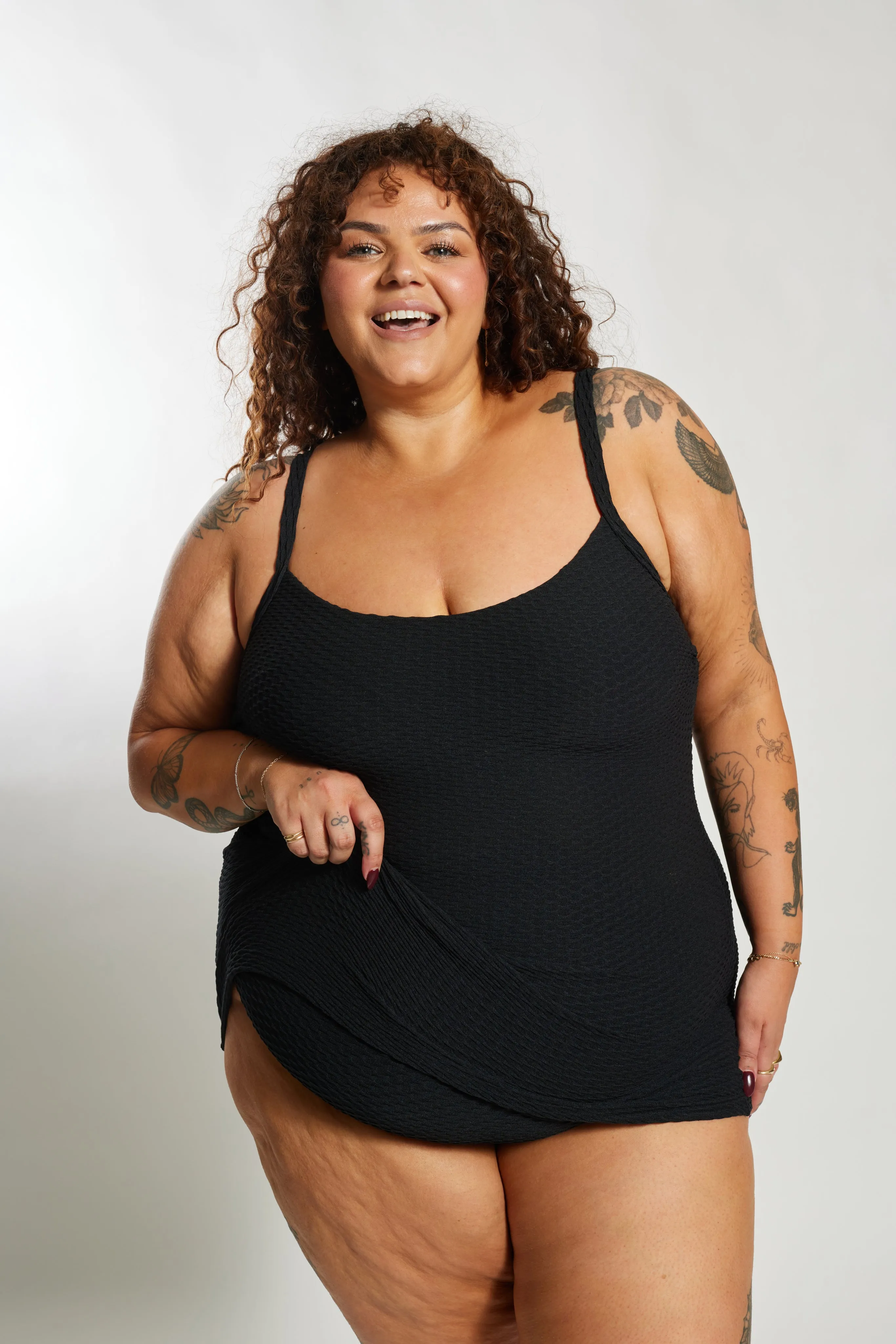 Giselle Tankini Top Curve - Textured Leopard Charcoal