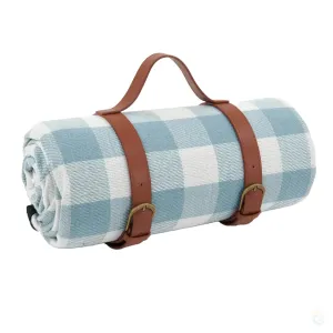Glodpuppe Large Plaid Beach Mat 59" x 78.75" Moisture-Proof Blanket with Leather Strap