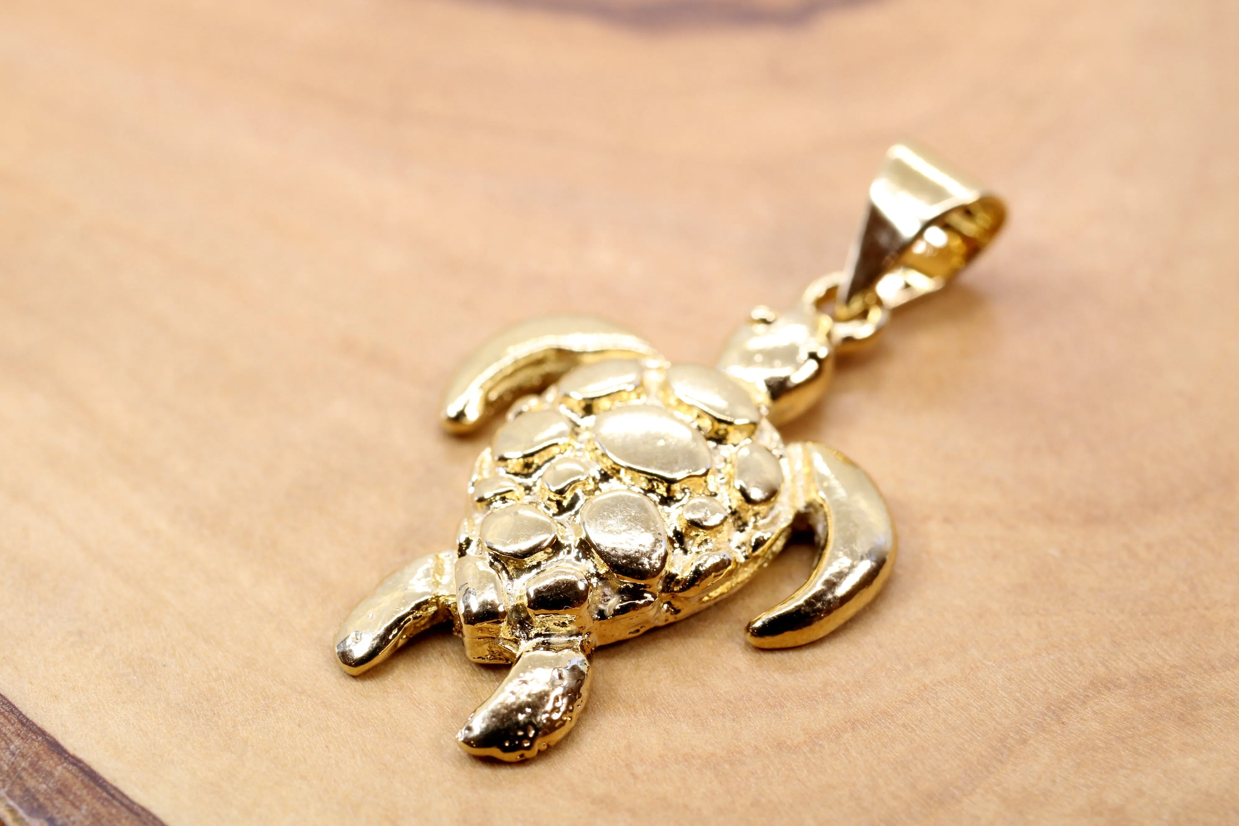Gold Sea Turtle Necklace for him or her made in 14kt gold vermeil