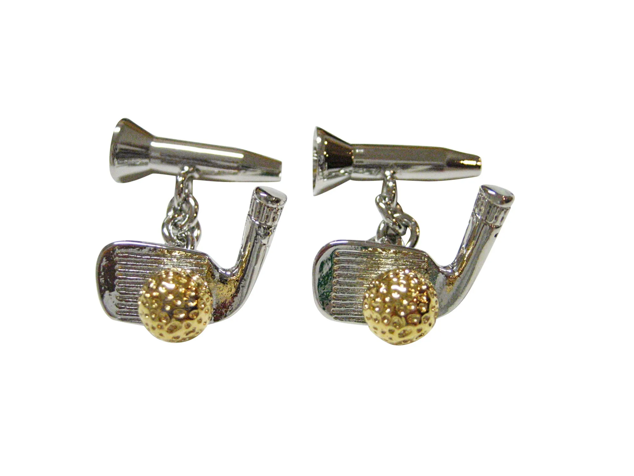 Golf Club and Tee Chain Cufflinks