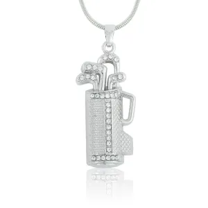 Golf Club Crystal Rhinestone Pendant Necklace