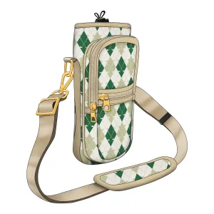 Golf Club Silhouette Diamond Grid Bottle Carrier in Morandi Colors
