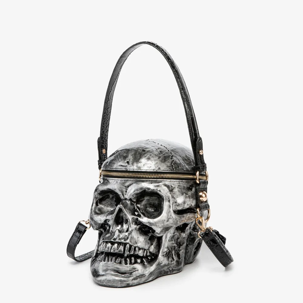 Gothic Style Silver Skull Shoulder Bag