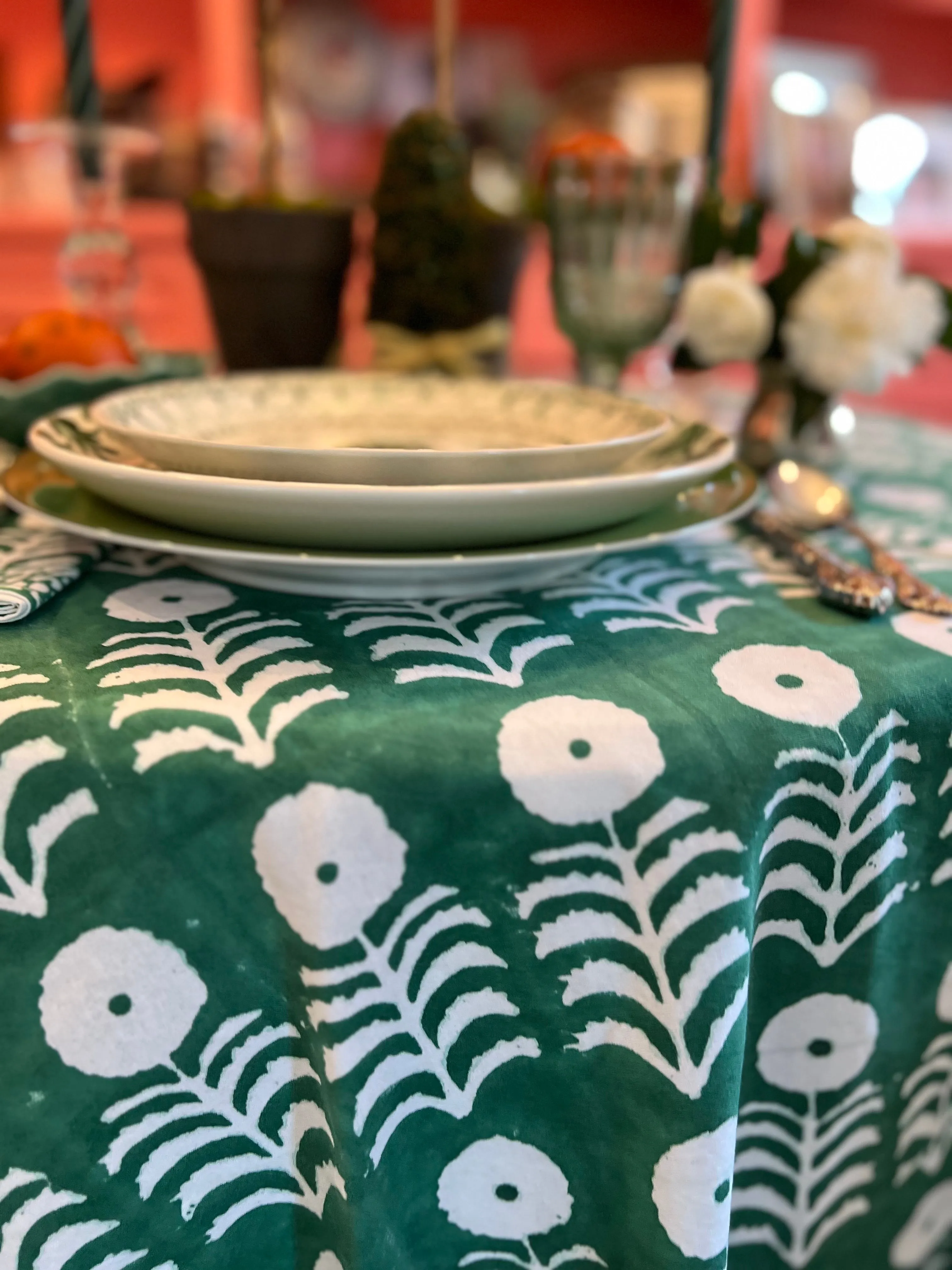 Green Marigold Tablecloth