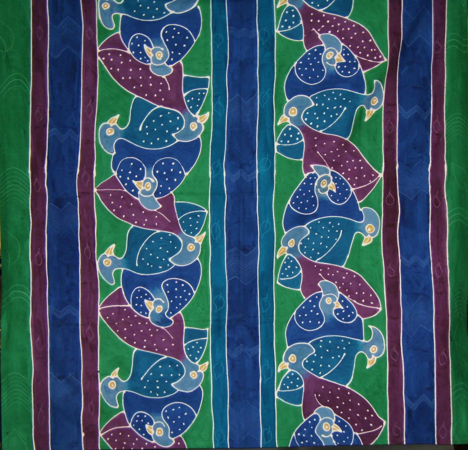 Guinea Fowl Tablecloth Wall Hanging 57"X 62" Hand Painted - South Africa