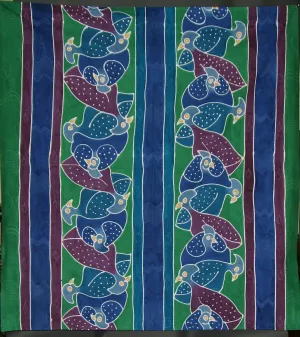 Guinea Fowl Tablecloth Wall Hanging 57"X 62" Hand Painted - South Africa
