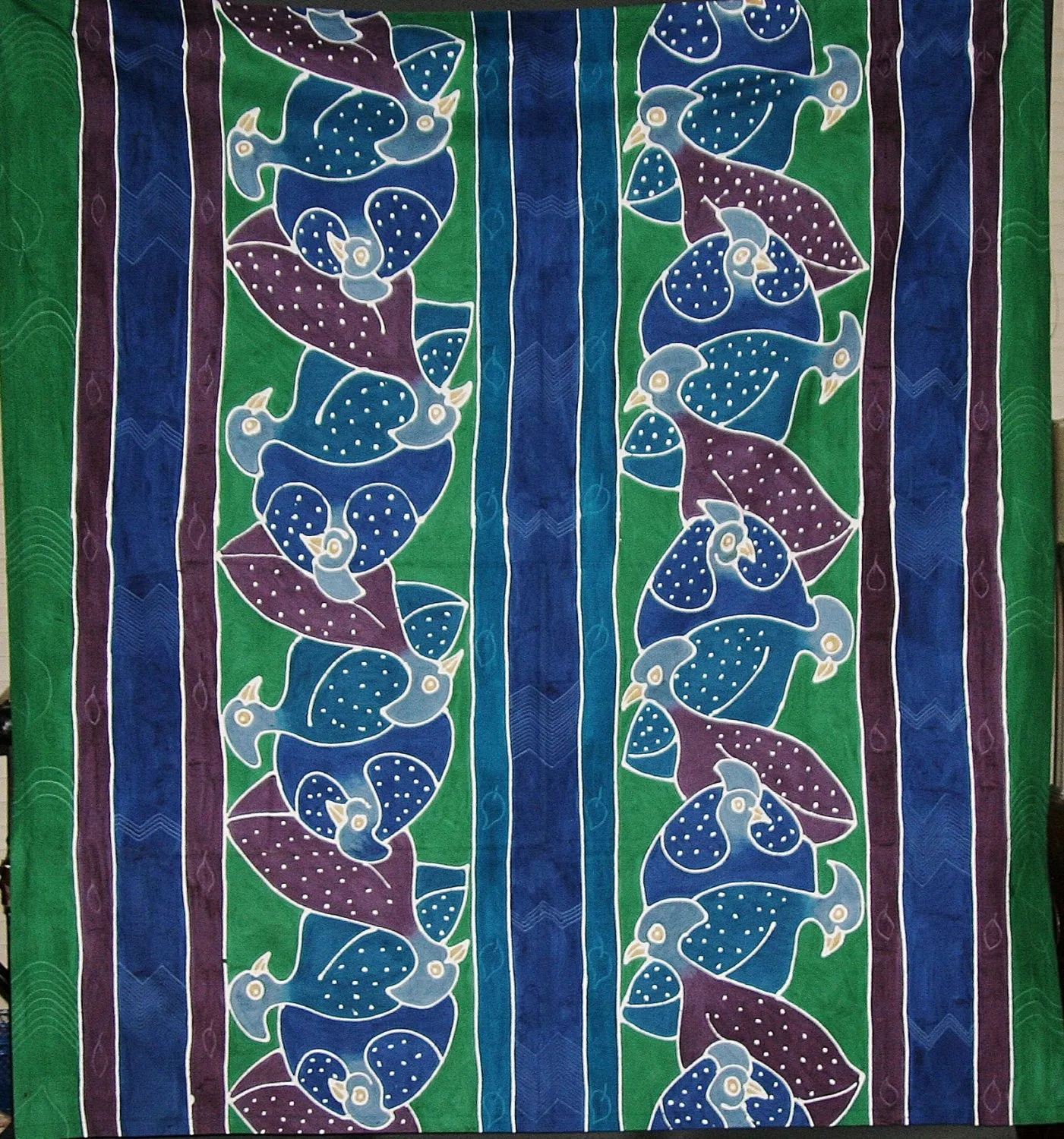Guinea Fowl Tablecloth Wall Hanging 57"X 62" Hand Painted - South Africa