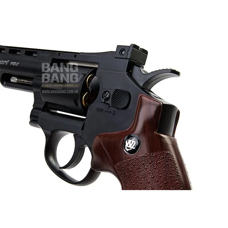 Gun Heaven (WinGun) 701 4 inch 6mm Co2 Revolver (Brown Grip) - Black