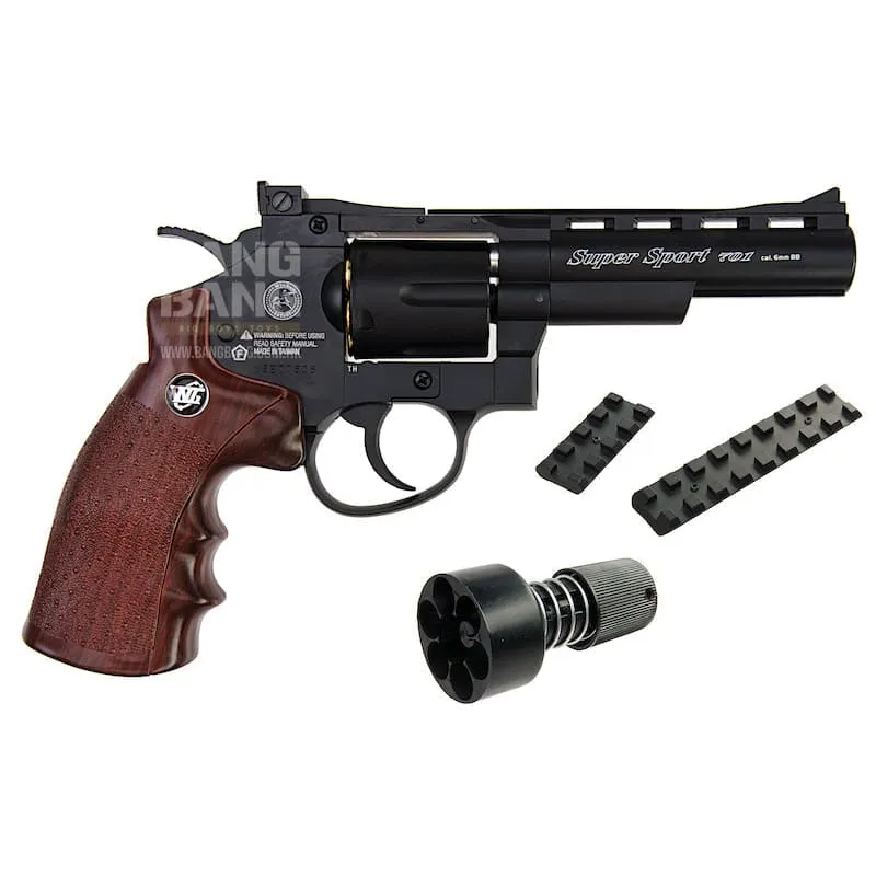 Gun Heaven (WinGun) 701 4 inch 6mm Co2 Revolver (Brown Grip) - Black