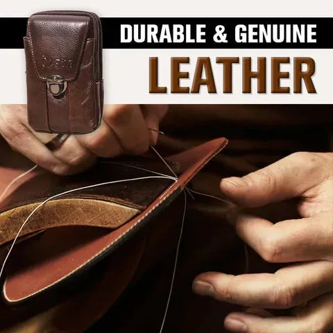Handmade Leather Men Waist Bag Wallet Cowhide Fashion Hook Bum Phone Pouch Waist Belt Pack Cigarette Case