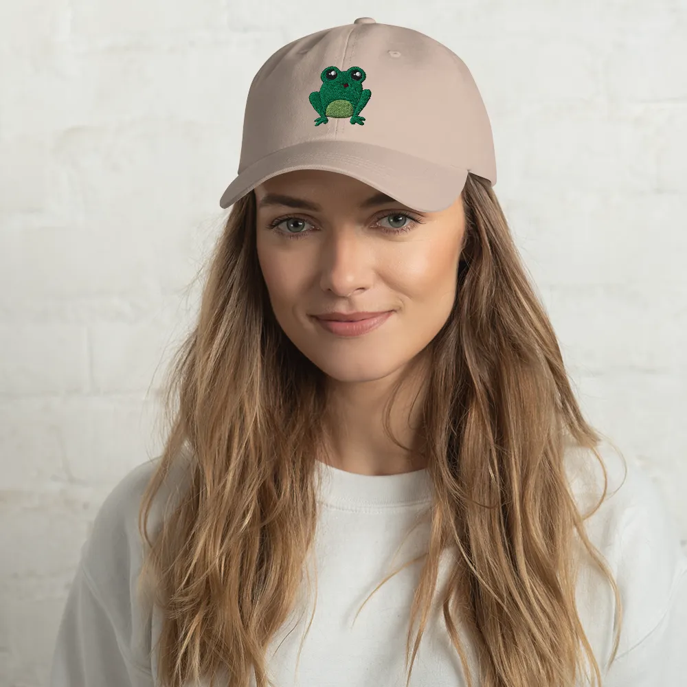 Happy Frog Embroidered Dad Hat