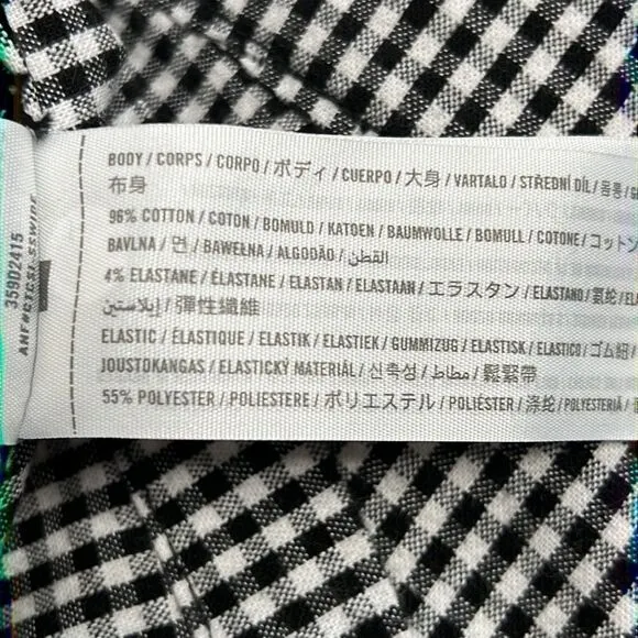 HOLLISTER Sweetheart Neck Stretch Denim Jumper Mini Dress Black &amp; White Gingham