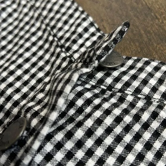 HOLLISTER Sweetheart Neck Stretch Denim Jumper Mini Dress Black &amp; White Gingham