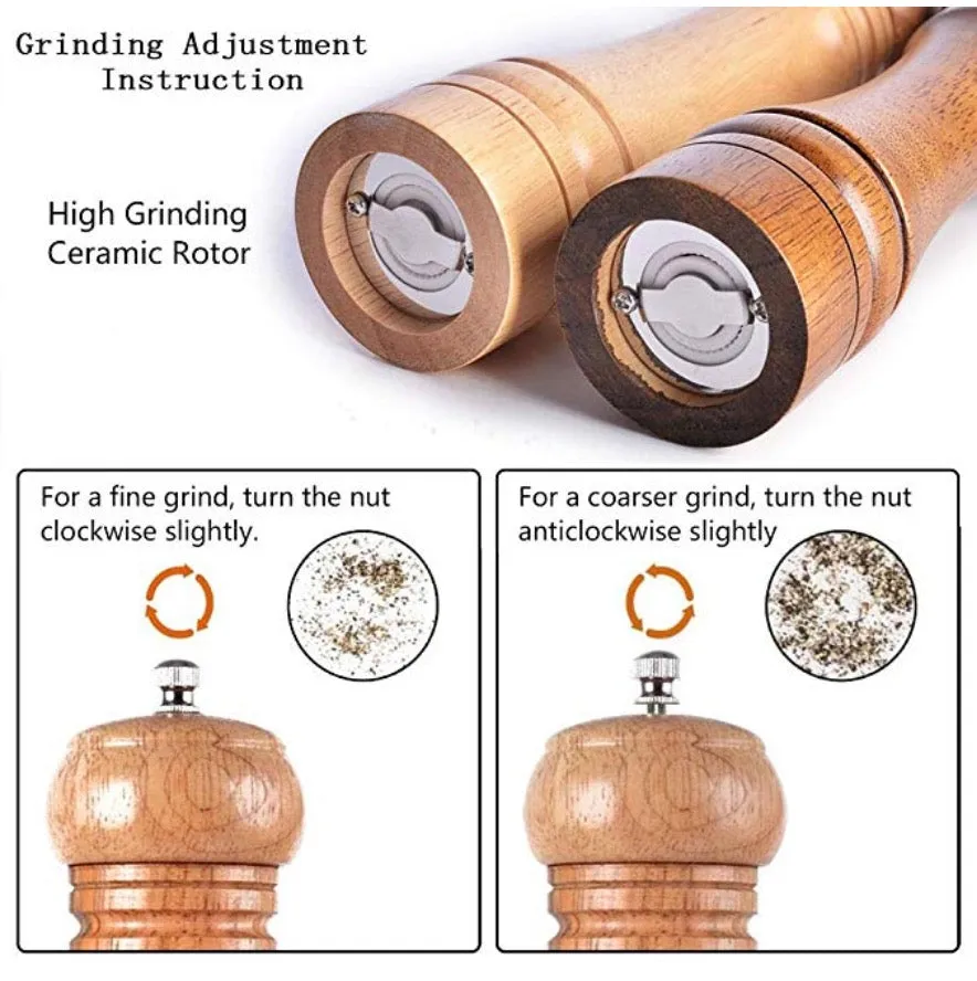 Homlly ika Salt Pepper Grinder Wood Shaker