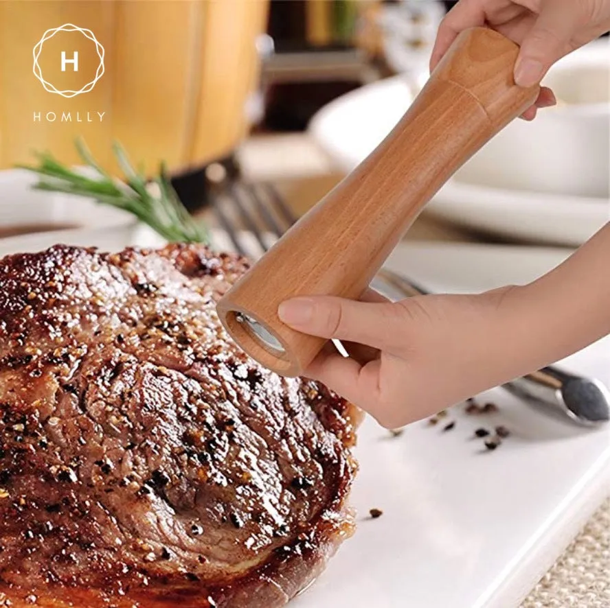 Homlly ika Salt Pepper Grinder Wood Shaker
