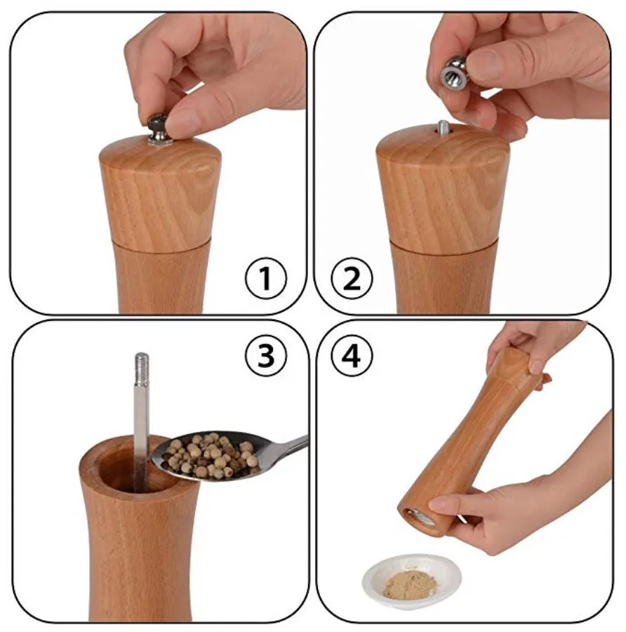 Homlly ika Salt Pepper Grinder Wood Shaker