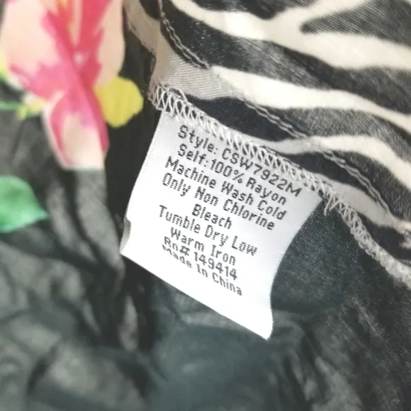 Johnny Was NWT Rayon Wrap Midi Skirt Floral Zebra Print Size Large Beach Cover