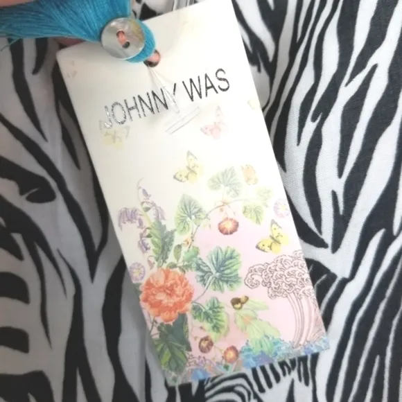 Johnny Was NWT Rayon Wrap Midi Skirt Floral Zebra Print Size Large Beach Cover