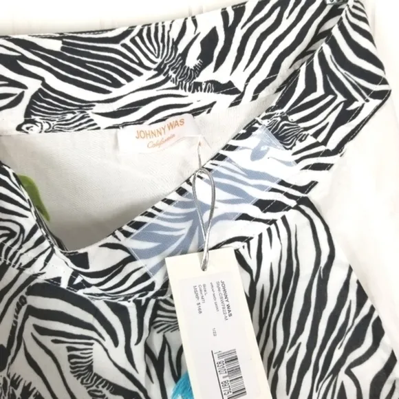 Johnny Was NWT Rayon Wrap Midi Skirt Floral Zebra Print Size Large Beach Cover