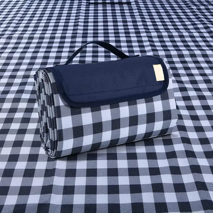 K Y KANGYUN Outdoor Picnic Blanket 80" x 80", Extra Large Beach Blanket, Foldable Lightweight Waterproof Sand Mat, Picnic Blanket for Beach Camping Hiking Park Patio (Dark Blue, 80x80 inch)