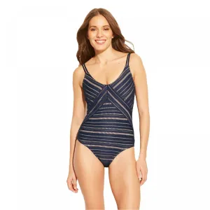 Kona Sol Women's Crochet Overlay One Piece Swimsuit