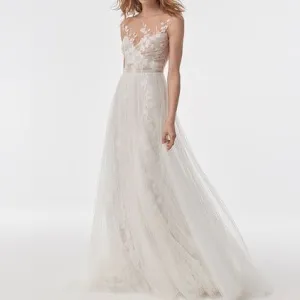 Lace wedding gauze backless small trailing tail