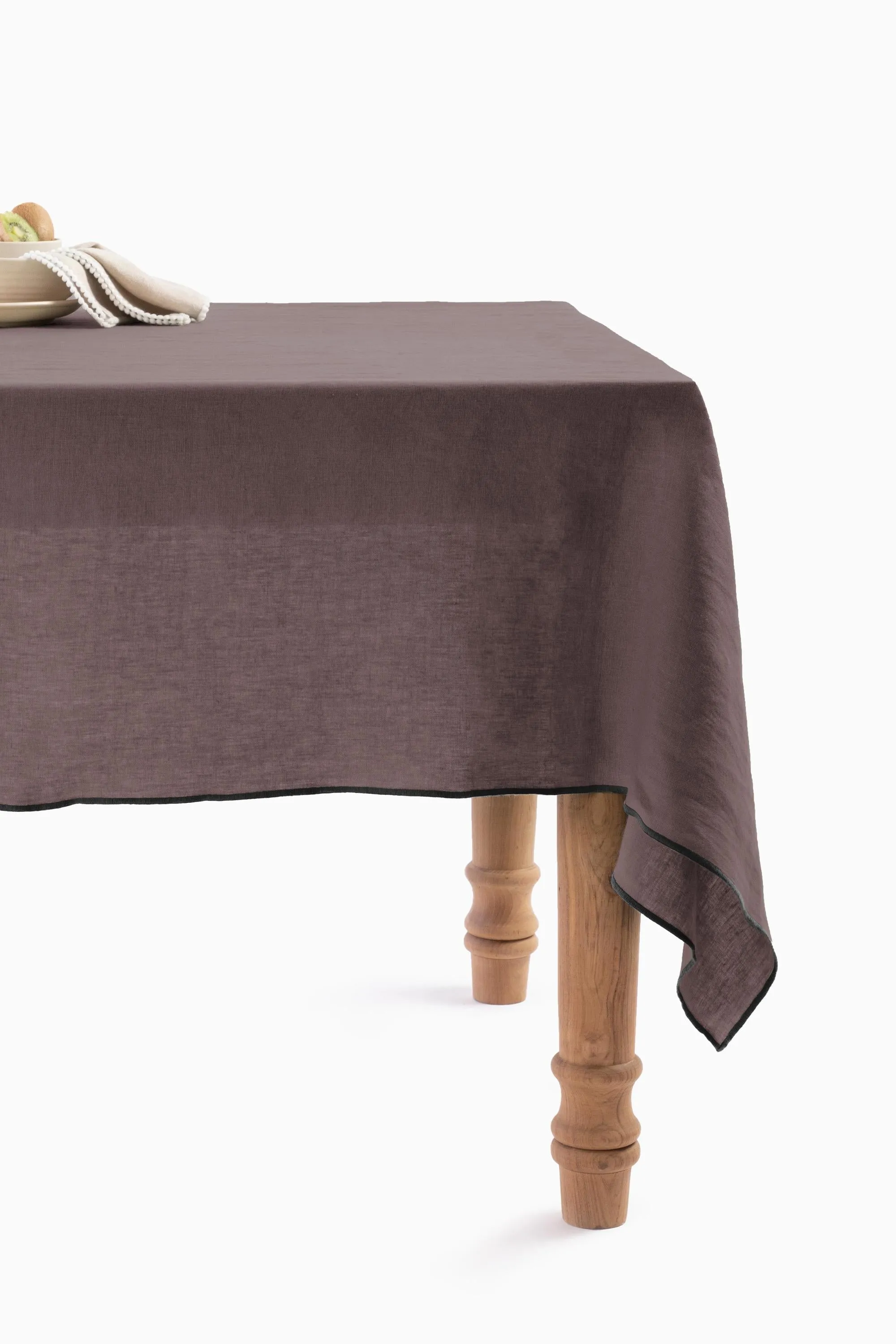 Linen Black Needled Tablecloth-Indigo Blue