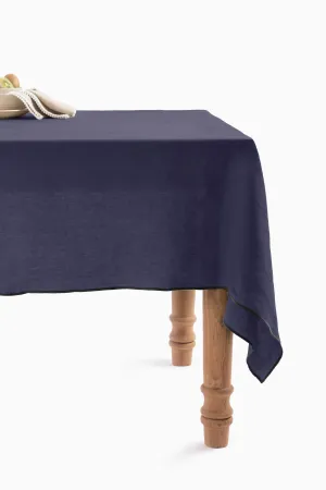 Linen Black Needled Tablecloth-Indigo Blue