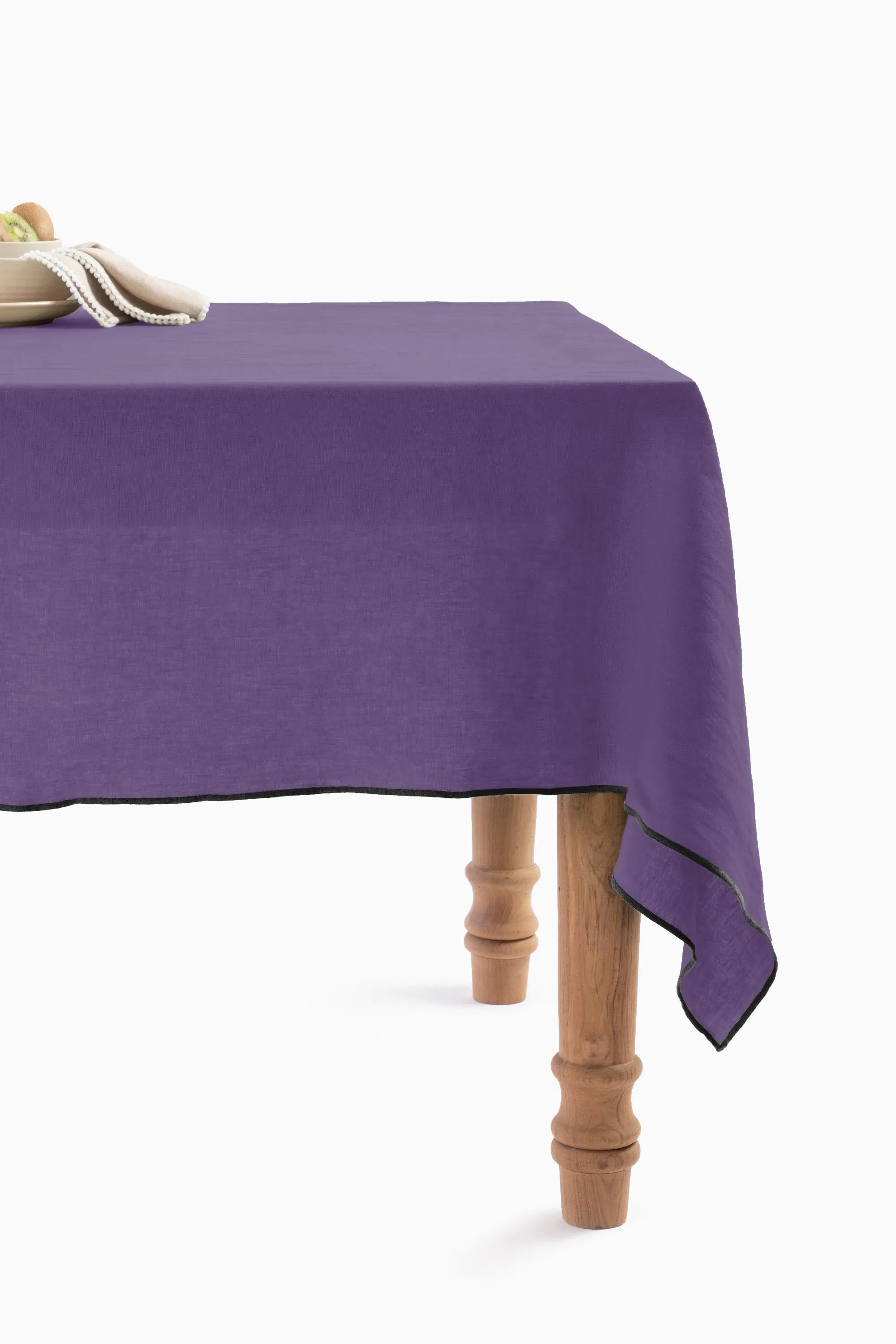 Linen Black Needled Tablecloth-Indigo Blue