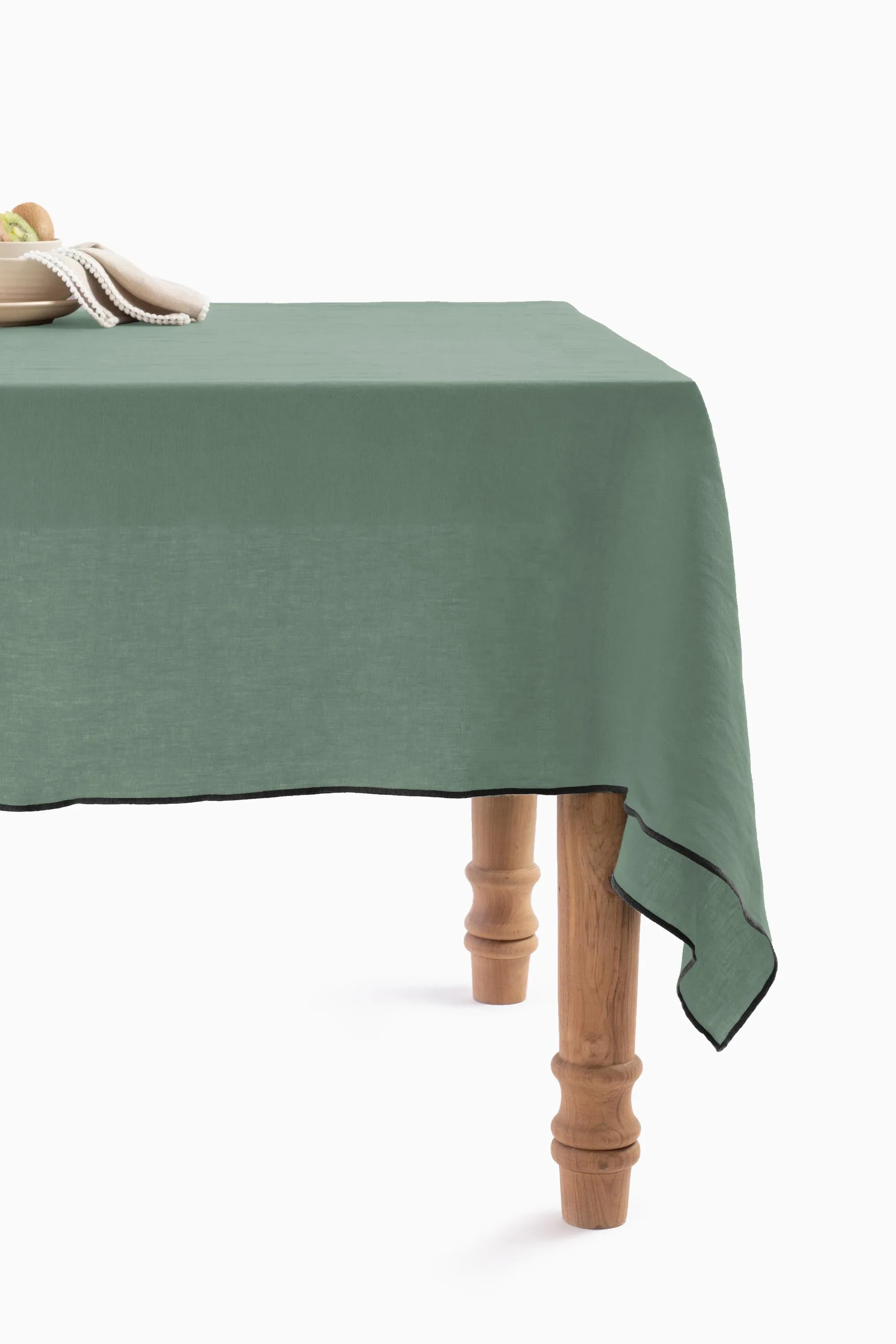 Linen Black Needled Tablecloth-Indigo Blue