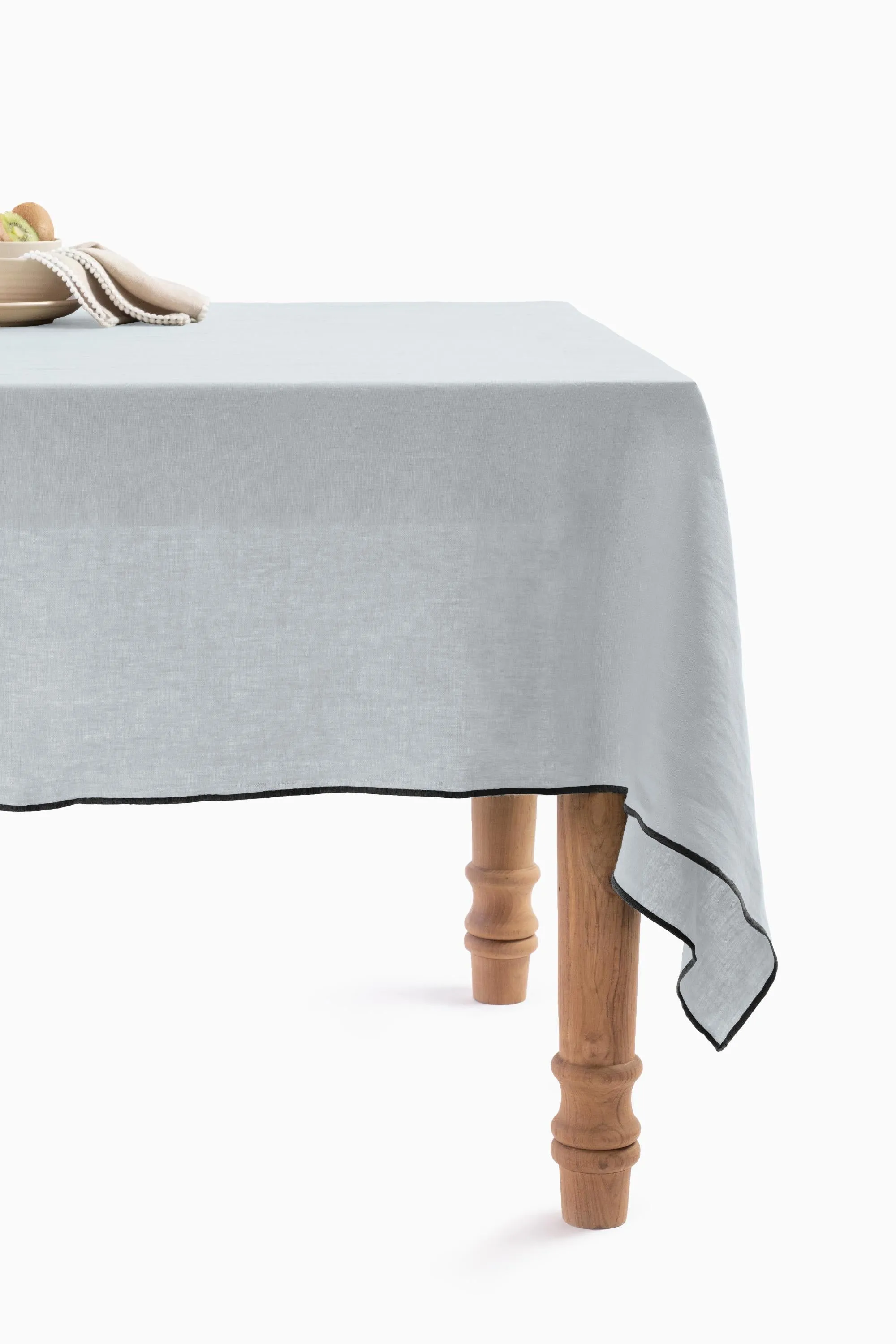 Linen Black Needled Tablecloth-Sandy Beige