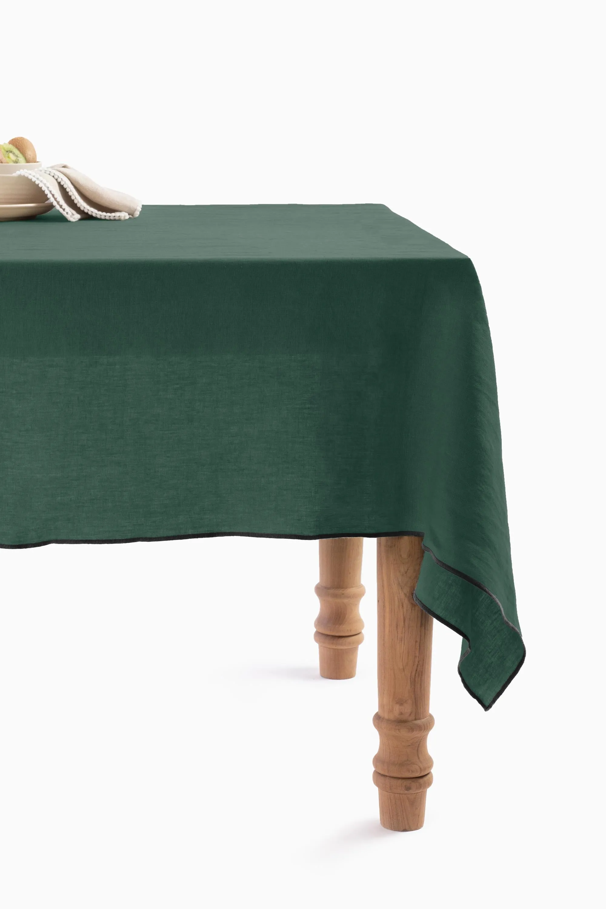 Linen Black Needled Tablecloth-Sandy Beige