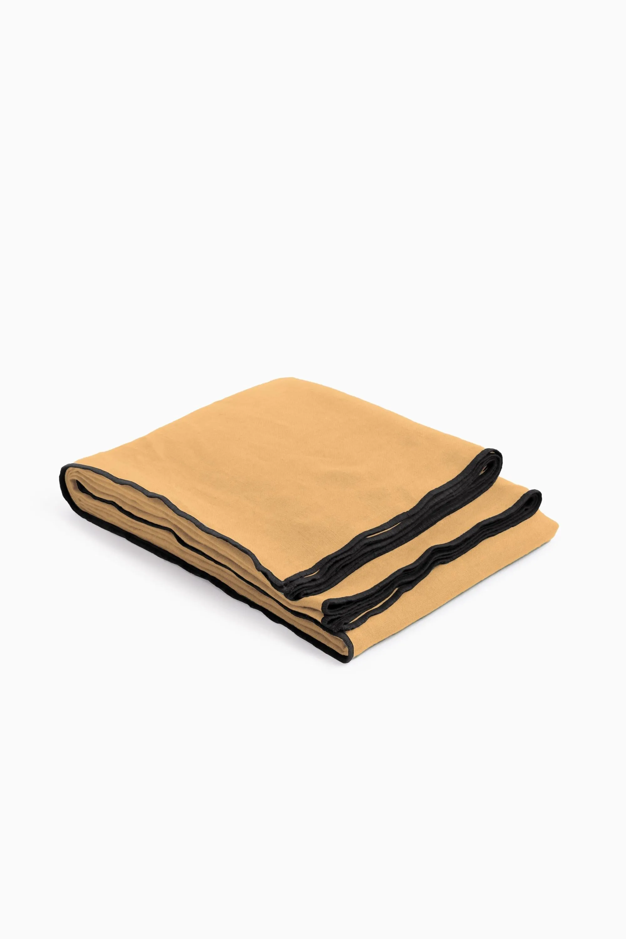 Linen Black Needled Tablecloth-Sandy Beige