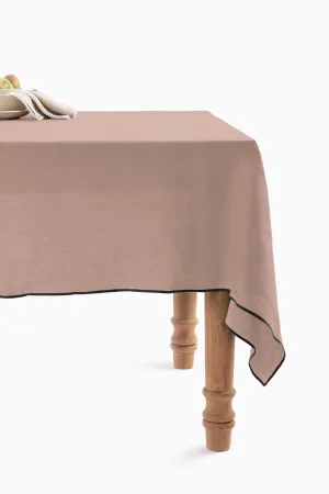 Linen Black Needled Tablecloth-Sandy Beige