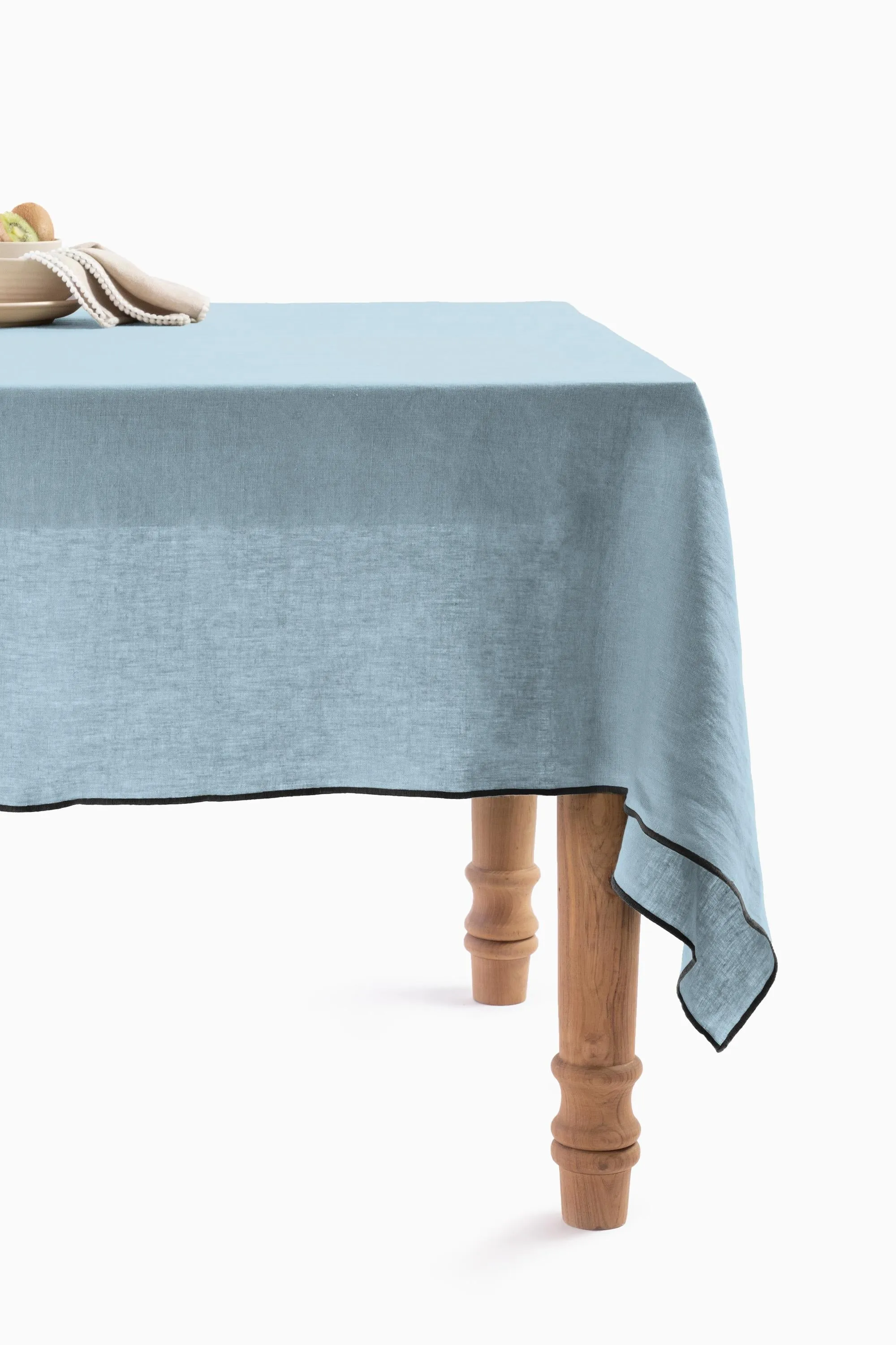 Linen Black Needled Tablecloth-Sandy Beige
