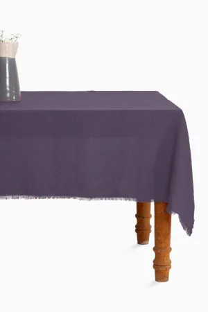 Linen Fringe Me Good Tablecloth-Blackberry Wine