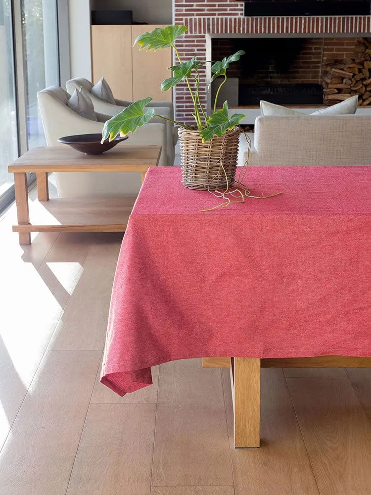 Linen House Revana Chambray Red Tablecloth