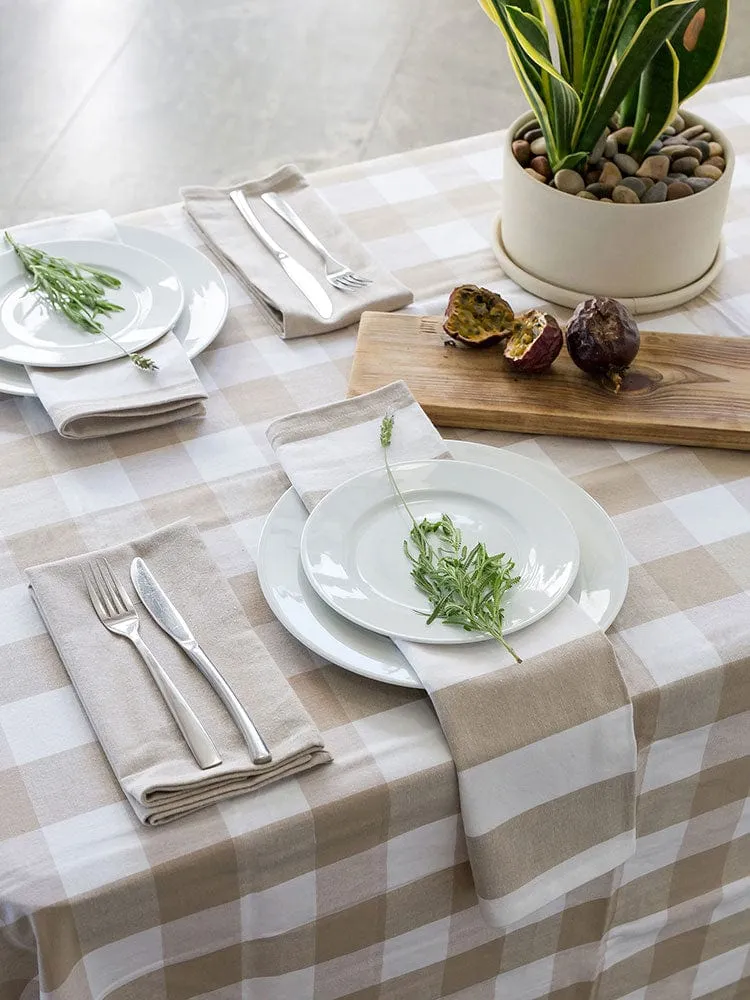 Linen House Revana Check Stone Tablecloth