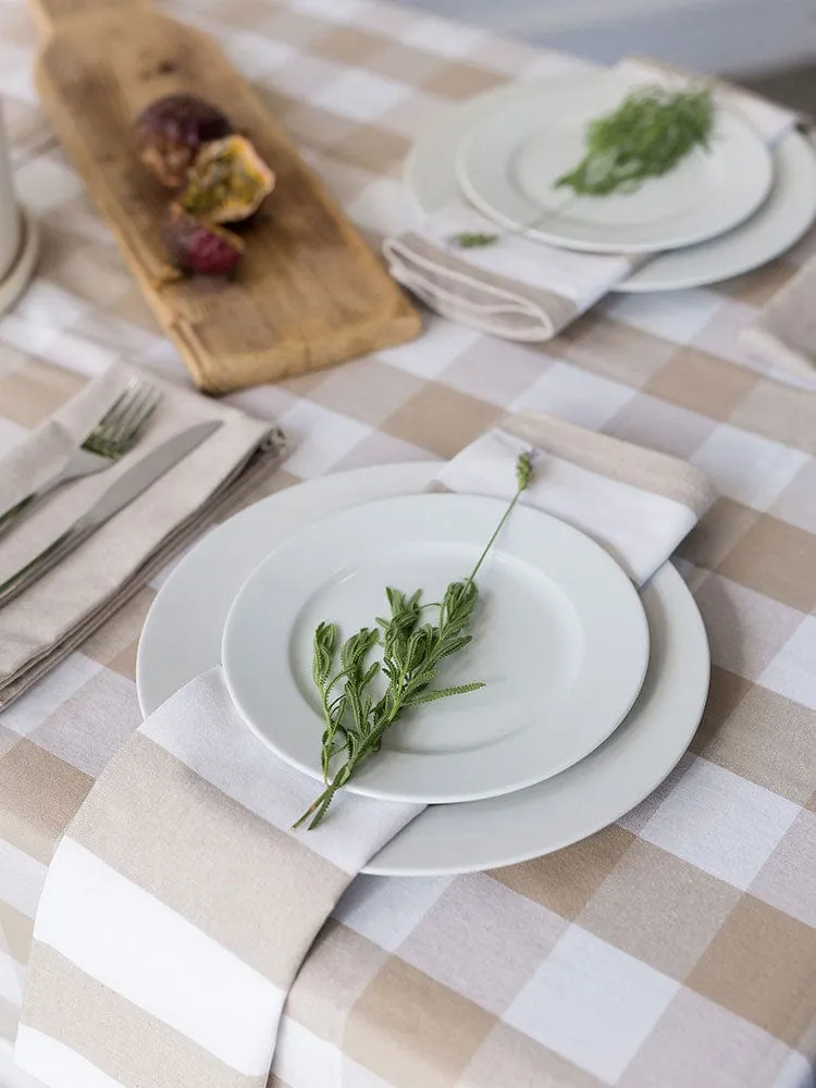 Linen House Revana Check Stone Tablecloth