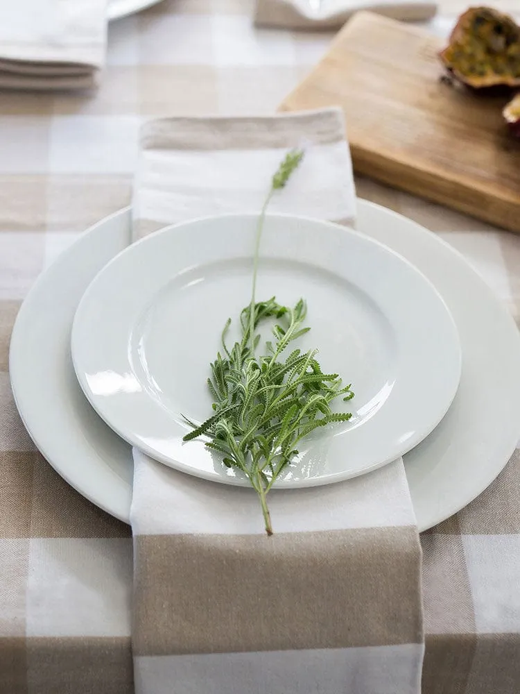 Linen House Revana Check Stone Tablecloth