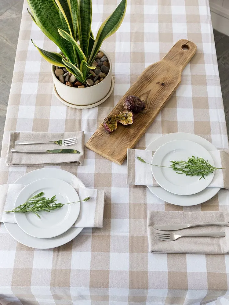 Linen House Revana Check Stone Tablecloth