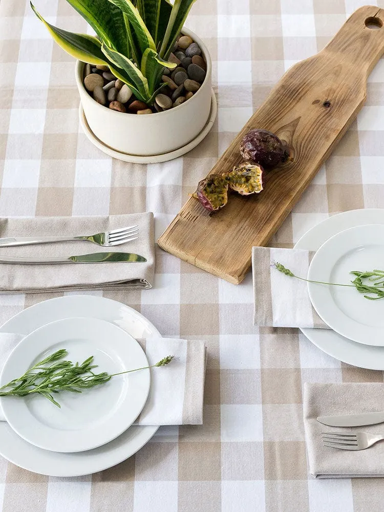 Linen House Revana Check Stone Tablecloth