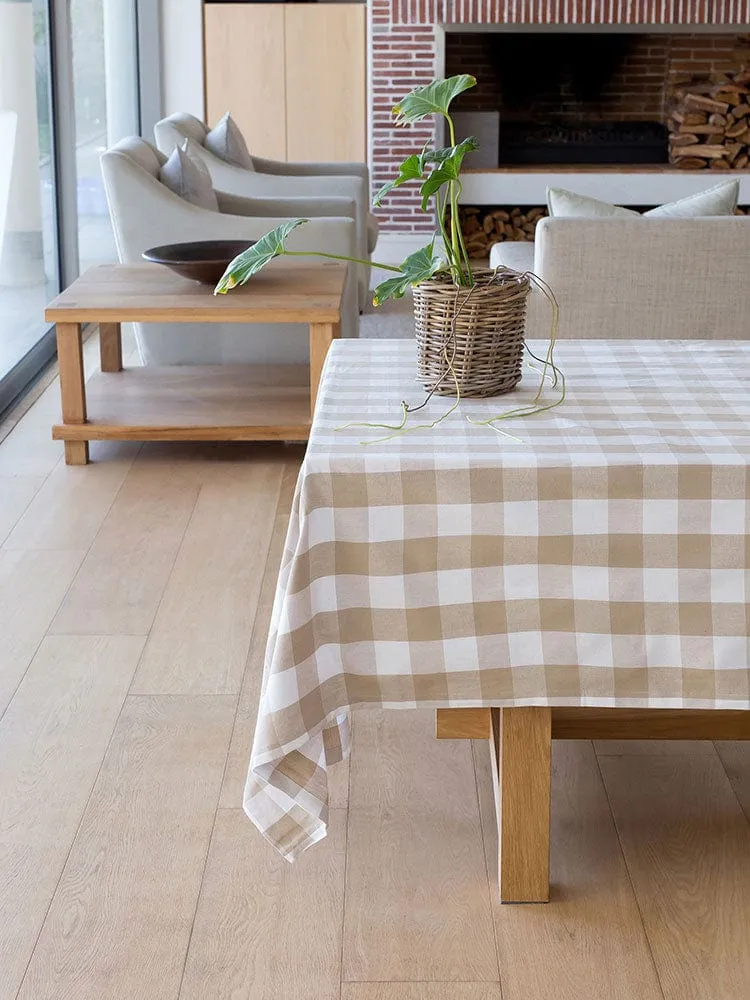 Linen House Revana Check Stone Tablecloth
