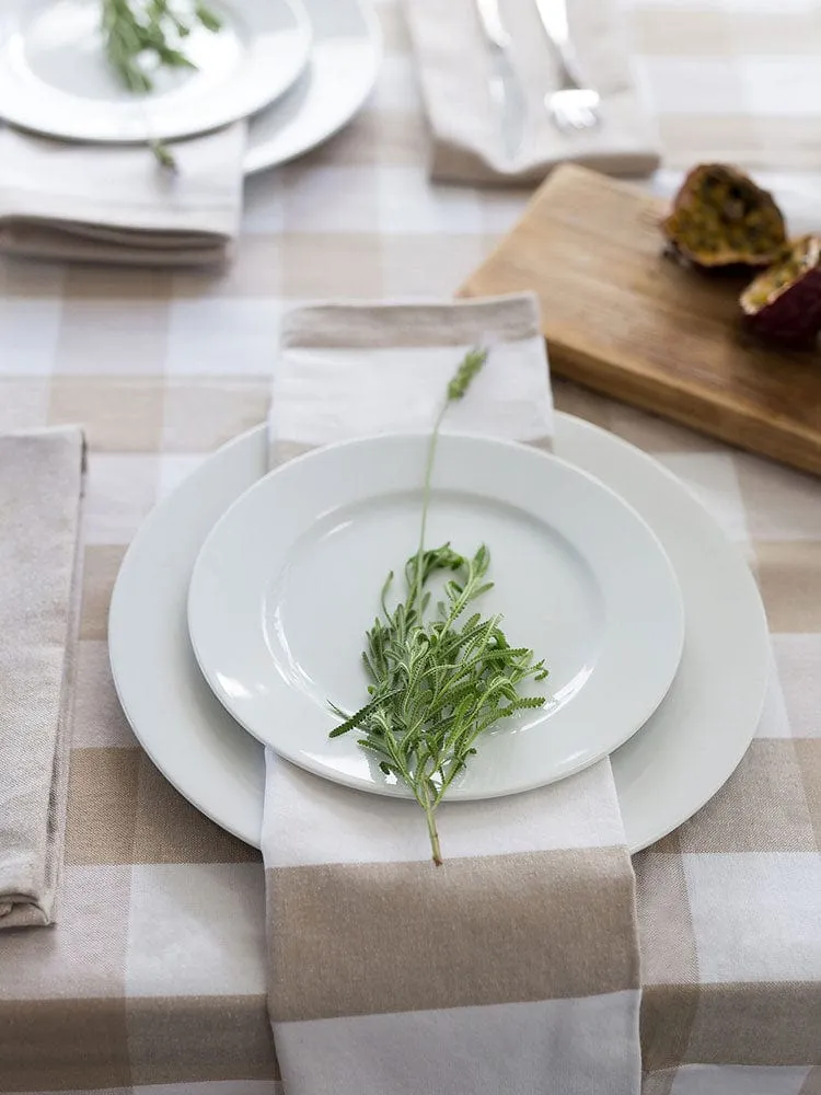Linen House Revana Check Stone Tablecloth