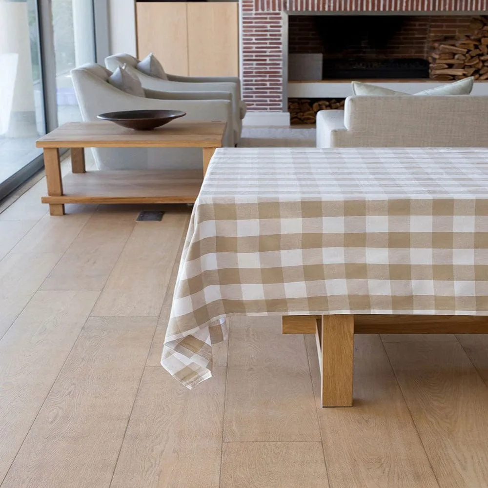 Linen House Revana Check Stone Tablecloth