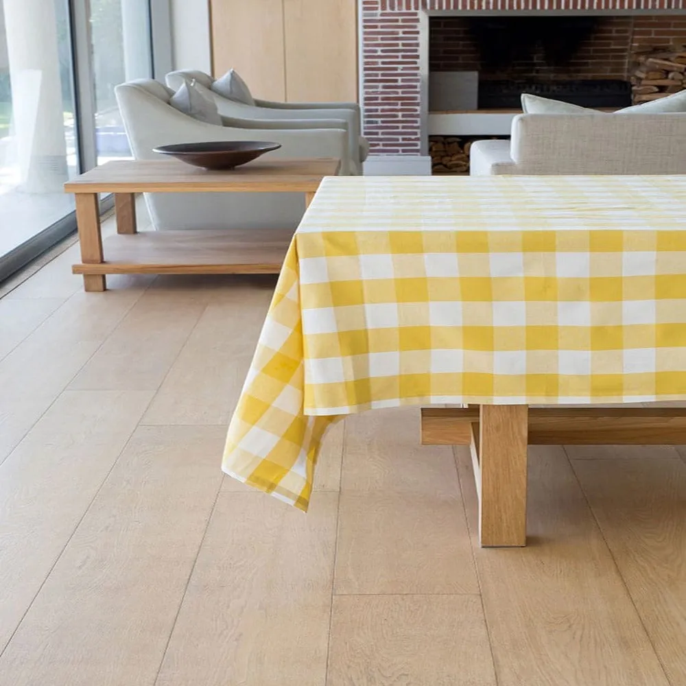 Linen House Revana Check Yellow Tablecloth